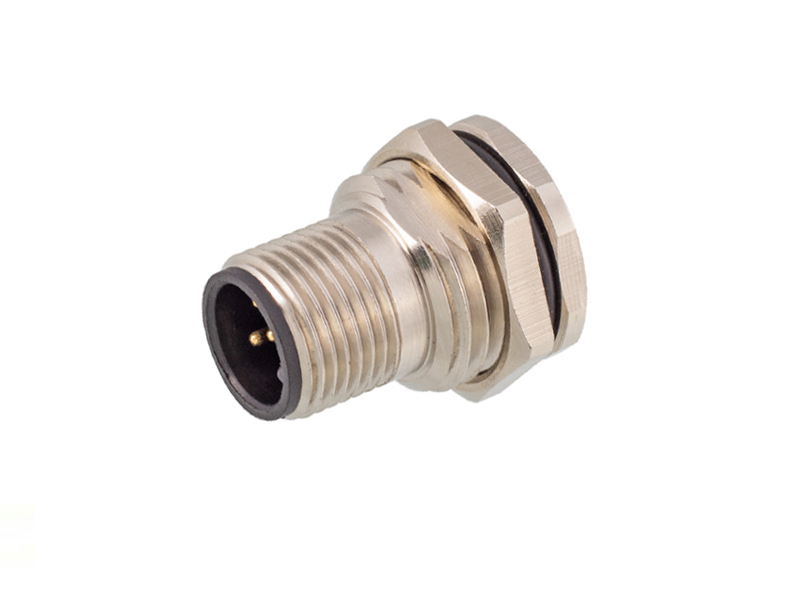 A CODE M12 DEVICE CONNECTOR PLUG M12 PANEL REAR MOUNT MALE SOLDER PINS