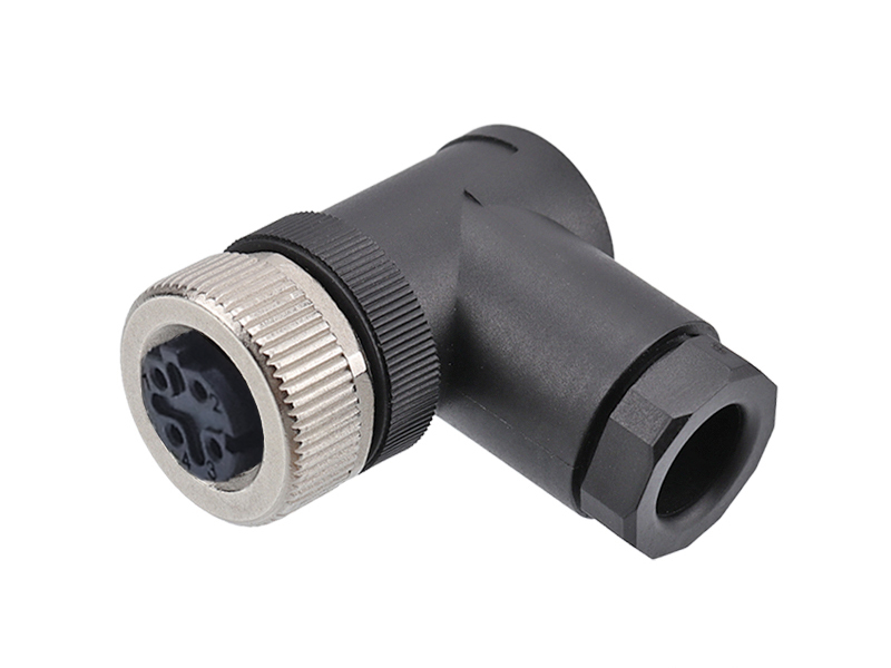 M12 CONNECTOR D CODE FEMALE SCREW TERMINATION FIELD INSTALLATION 4PIN SOCKET ANGLE