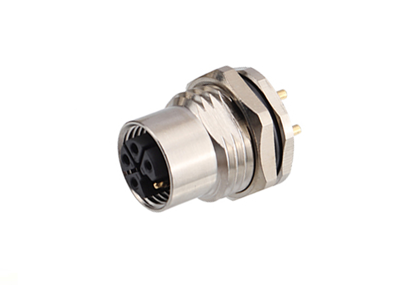 L CODE M12 DEVICE CONNECTOR SOCKET M12 PANEL REAR MOUNT FEMALE PCB SOLDER PINS