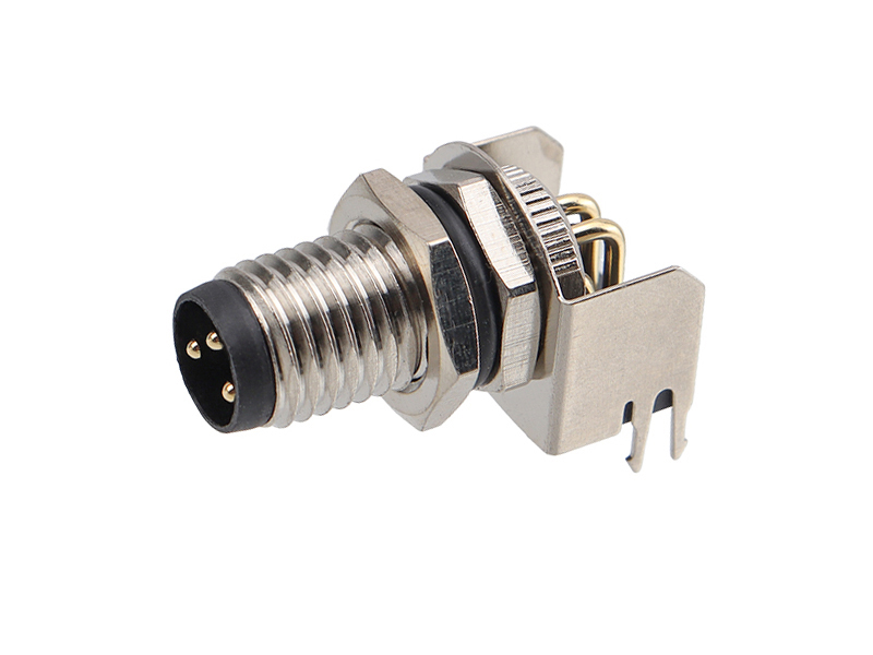 M8 DEVICE CONNECTOR MALE M8 PANEL REAR MOUNT 3P PLUG PCB PINS RIGHT ANGLE